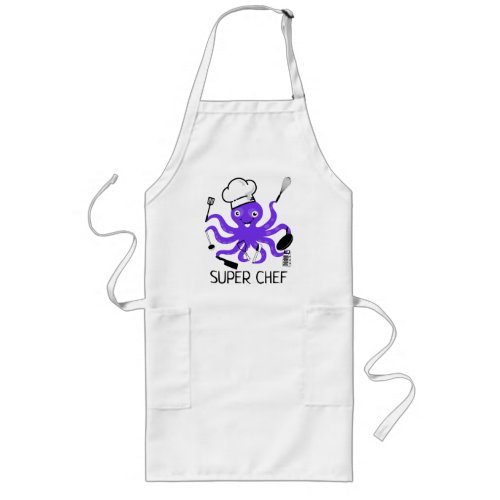 Super Chef Purple Octopus Personalize Long Apron