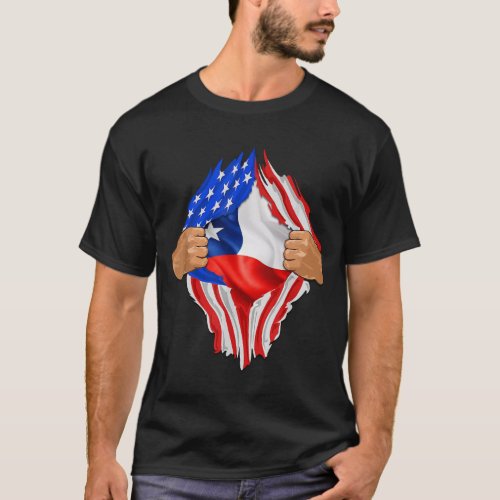 Super Chilean Heritage Chile Roots USA Flag T_Shirt