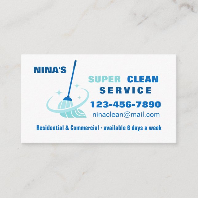 Super Clean Cleaning Services Business Card (Front)