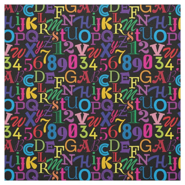 Super Colorful ABCs and 123s Fabric (Swatch)