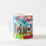Super Colorful Dallas Texas Coffee Mug<br><div class="desc">A vintage,  retro bright,  happy Dallas Texas greeting postcard.</div>