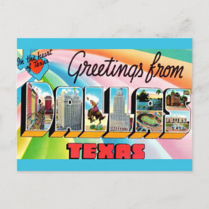 Super Colorful Dallas Texas Postcard