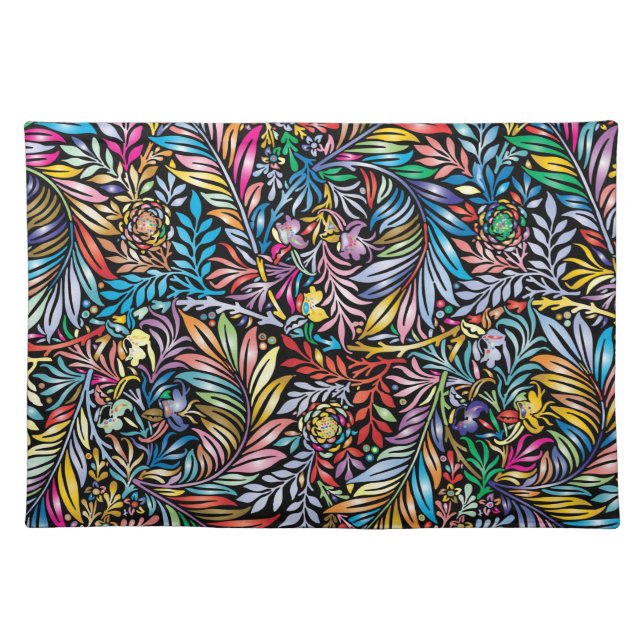 Super Colorful Floral Pattern Cloth Placemat (Front)
