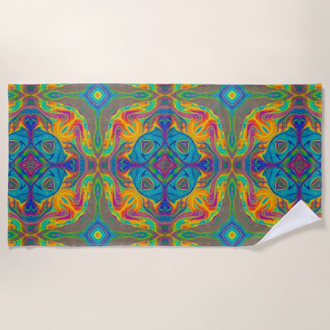 Super Colorful Fun Abstract Beach Towel (Front)