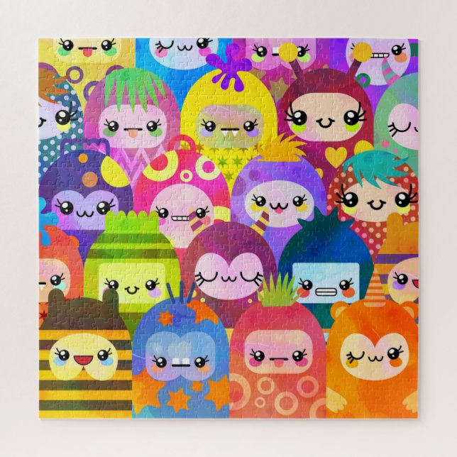 Super Colorful Kawaii Monsters Jigsaw Puzzle (Vertical)