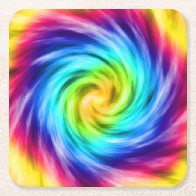 Super Colorful Whirlpool Square Paper Coaster (Front)
