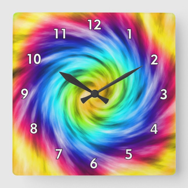 Super Colorful Whirlpool Square Wall Clock (Front)