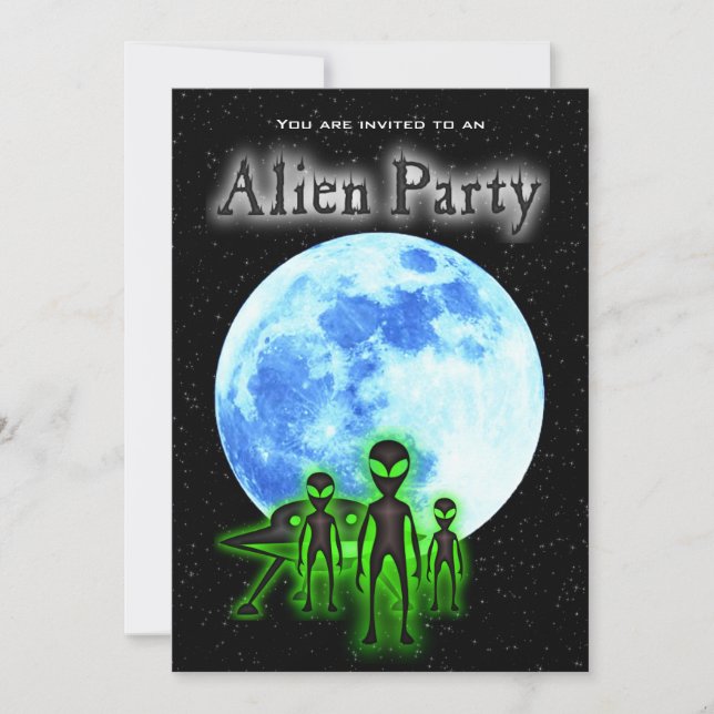 Super Cool Alien & UFO Party Invite (Front)