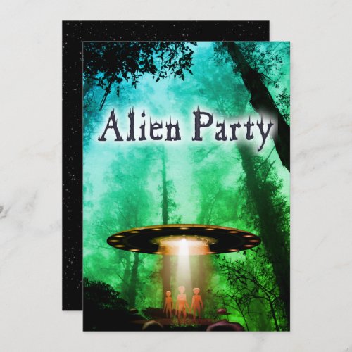 Super Cool Alien  UFO Party Invite