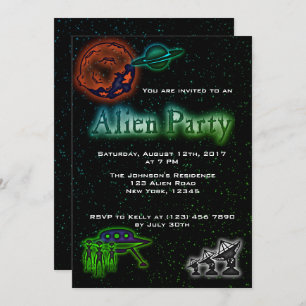Super Cool Alien & UFO Party Invite