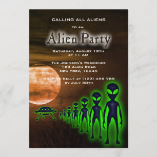 Super Cool Alien & UFO Party Invite
