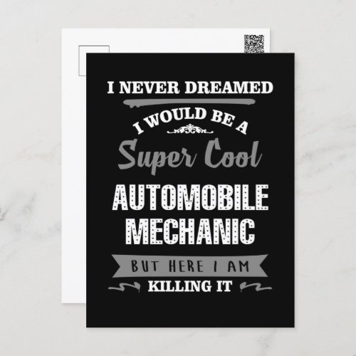 Super Cool Automobile Mechanic Postcard