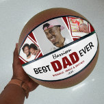 Super Cool  'BEST DAD EVER' Photo and Name Basketball<br><div class="desc">A super cool basketball for the 'BEST DAD EVER' featuring 3 photos, his name, the kids names and year. Designed using the colors Burgandy and White but these can be changed to any color of your choice. All text can be easily customized. A fantastic gift for Father's Day, Birthdays, Christmas...</div>