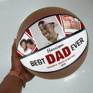 Super Cool  'BEST DAD EVER' Photo and Name Basketball