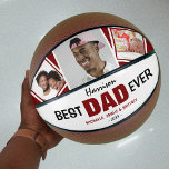 Super Cool  'BEST DAD EVER' Photo and Name Basketball<br><div class="desc">Looking for the perfect gift for a sport-loving dad - Look no further than this super cool basketball, featuring 3 photos, his name, the kids' names, and the year. Customize the colors to match his favorite team or his personal style. This personalized ball is a fantastic gift for Father's Day,...</div>