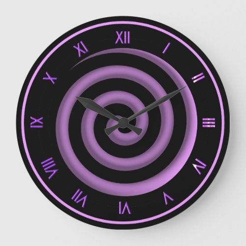 Super Cool Black and Lavender Spiral  Wall Clock