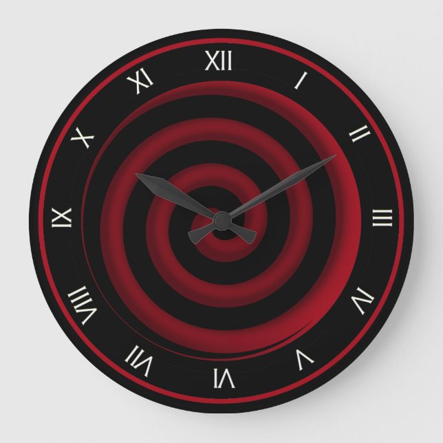 Super Cool Black and Red Spiral Wall Clock (Front)