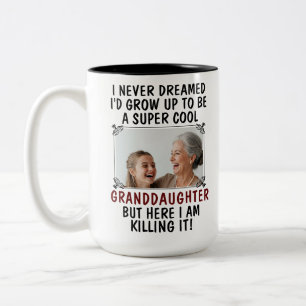 Super Cool Granddaughter Killing It & Custom Photo Two-Tone Coffee Mug