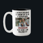 Super Cool Grandson Killing It With Custom 2 Photo Two-Tone Coffee Mug<br><div class="desc">Surprise your grandson with a fun, personalized mug that brings together humor, love, and custom touches he'll truly appreciate! The mug features a bold and playful quote: "I never dreamed I'd grow up to be a super cool grandson, but here I am killing it!" On the other side, make it...</div>