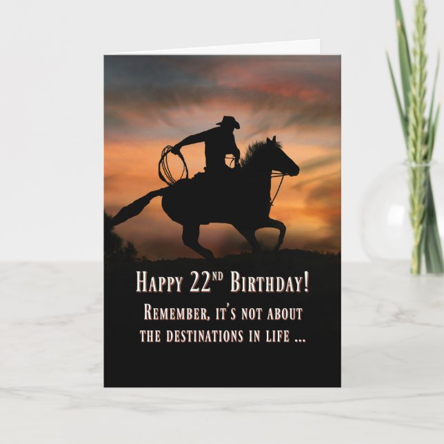 Super Cool Happy 22nd Birthday Card Cowboy Horse (Front)