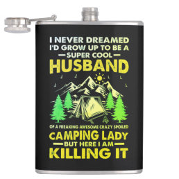 Super Cool Husband of Camping Lady Funny Camper  Flask