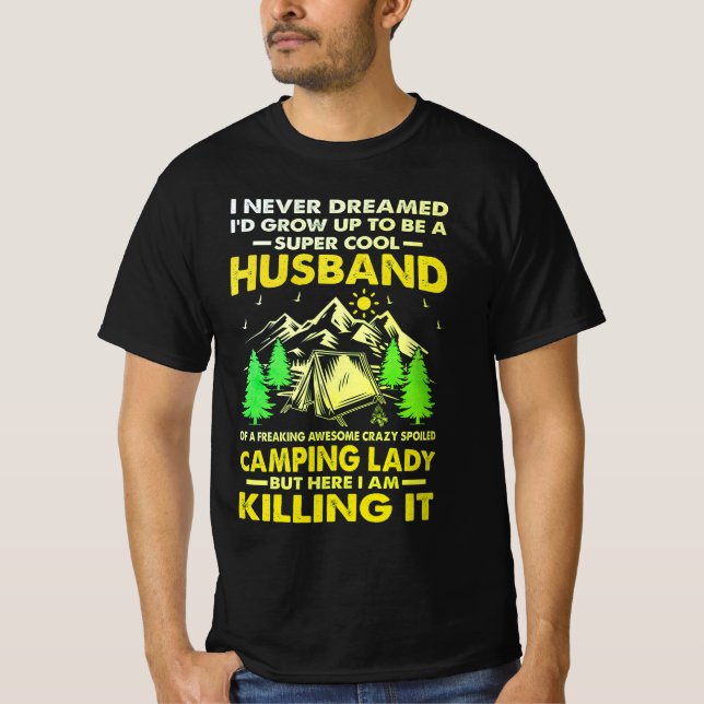 Super Cool Husband of Camping Lady Funny Camper T-Shirt (Front)