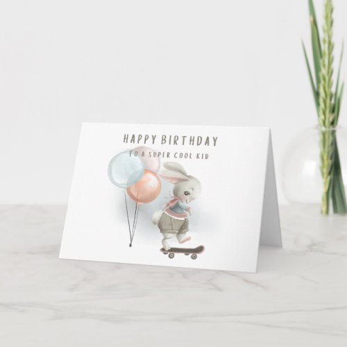 Super Cool Kid Bunny Birthday Card 