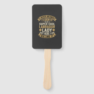 Super Cool Labrador Lady Dog Lover Hand Fan