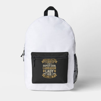 Super Cool Labrador Lady Dog Lover Printed Backpack