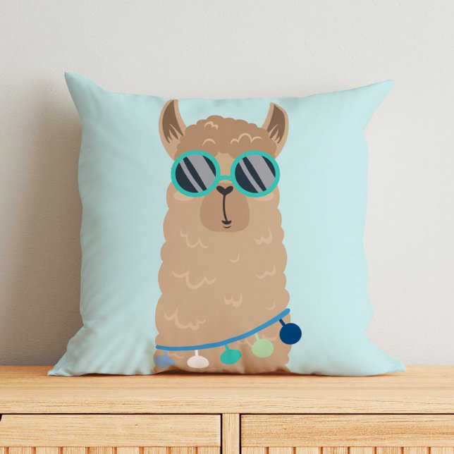 Super Cool Llama Kids Bedroom Throw Pillow (Creator Uploaded)