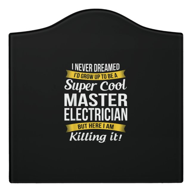 Super Cool Master Electrician  Funny Gift Door Sign (Large Crest Front)