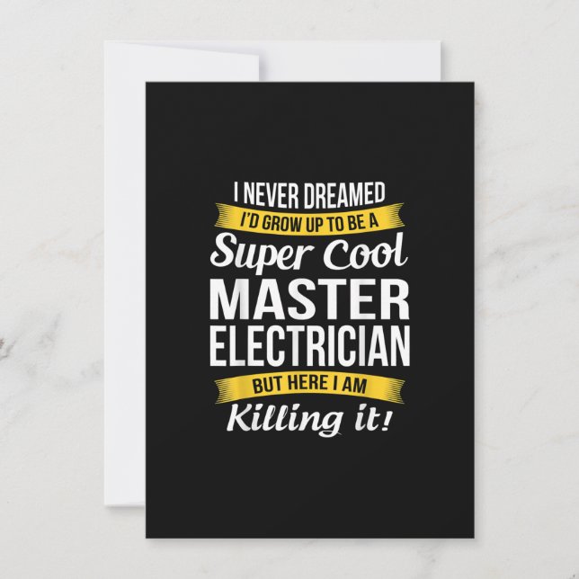 Super Cool Master Electrician  Funny Gift Note Card (Front)
