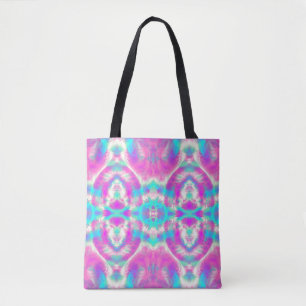 SUPER COOL Pink and Blue Abstract Pattern Tote Bag