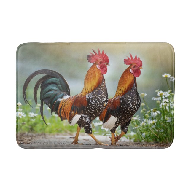 Super Cool Rooster Bathroom Mat! Bath Mat (Front)