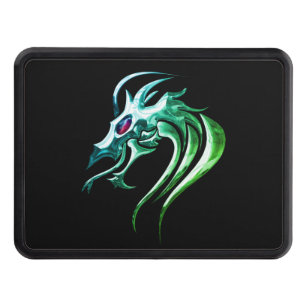 Super Cool Silver and Green Dragon Head Hitch Cover