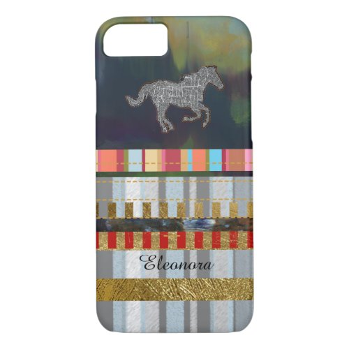 super cool striped design with a horse iPhone 87 case