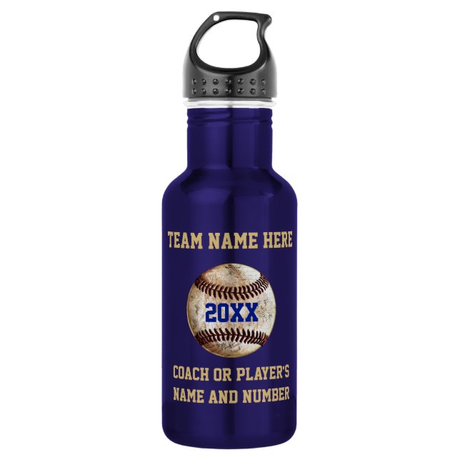 Super Cool Vintage Baseball Gifts PERSONALIZED Water Bottle (Front)