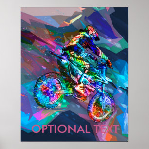 Super Crayon Colored Dirt Bike Downhill Poster
