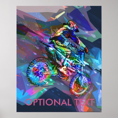 Super Crayon Colored Dirt Bike Downhill Poster