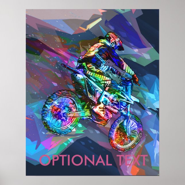 Super Crayon Colored Dirt Bike Downhill Poster (Front)