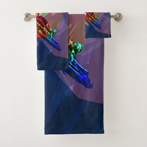 Super Crayon Colored Dirt Bike Leaning Into Curve Bath Towel Set