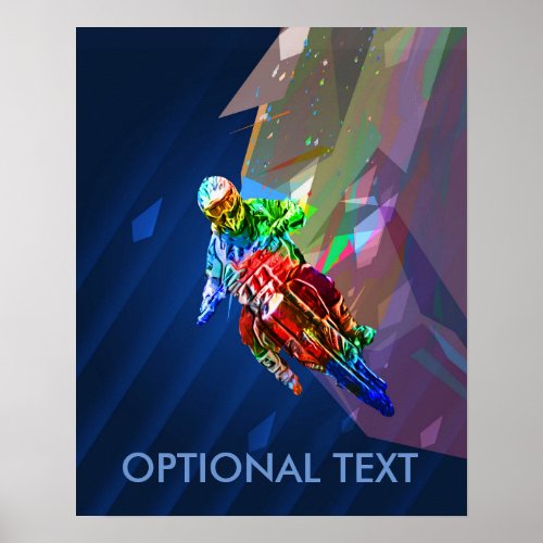 Super Crayon Colored Dirt Bike Leaning Into Curve Poster
