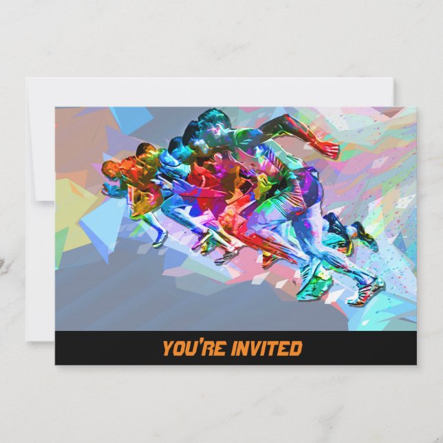 Super Crayon Colored Sprinters Invitation (Front)