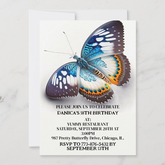 Super Creative Butterfly Art Birthday Party Invitation (Front)