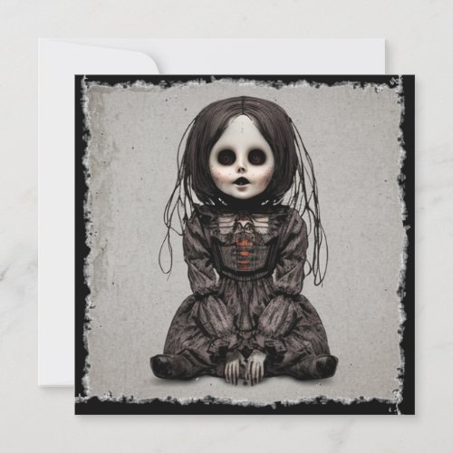 Super Creepy Doll Halloween Invitation