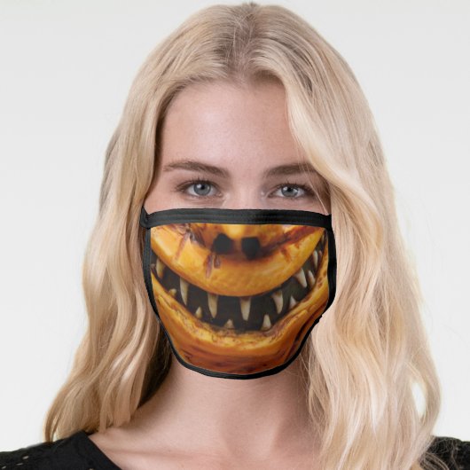 Super Creepy Pumpkin Smile Face Mask (Worn Her)