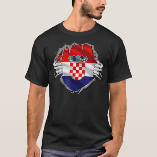 Super Croatian Heritage Proud Croatia Roots Flag T_Shirt