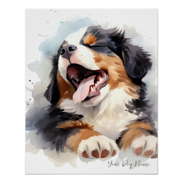 Super cute angel sleeping puppy Bernese Mountain Poster (Front)