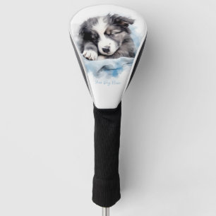 Super cute angel sleeping puppy Border Collie dog  Golf Head Cover