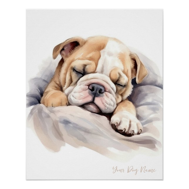 Super cute angel sleeping puppy Bulldog 003 - Wend Poster (Front)